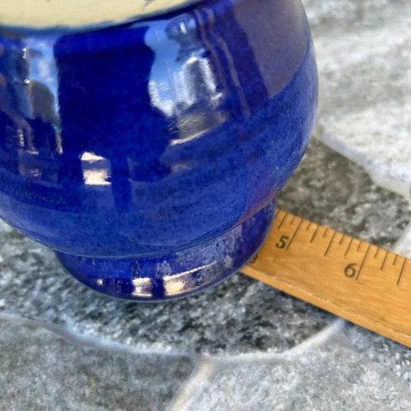 LATHAM'S POTTERY Seagrove NC Cobalt Blue Glazed 4" Mug Signed BRUCE LATHAM '99 - Picture 11 of 13